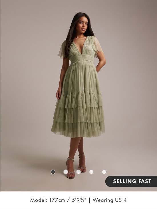 ASOS Dresses & Skirts - Lace & Beads - Dusty Blue Tiered Tulle Midi Dress